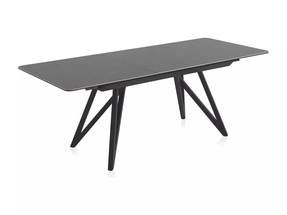 Table à rallonge en céramique grise avec pieds en métal 160/210x91