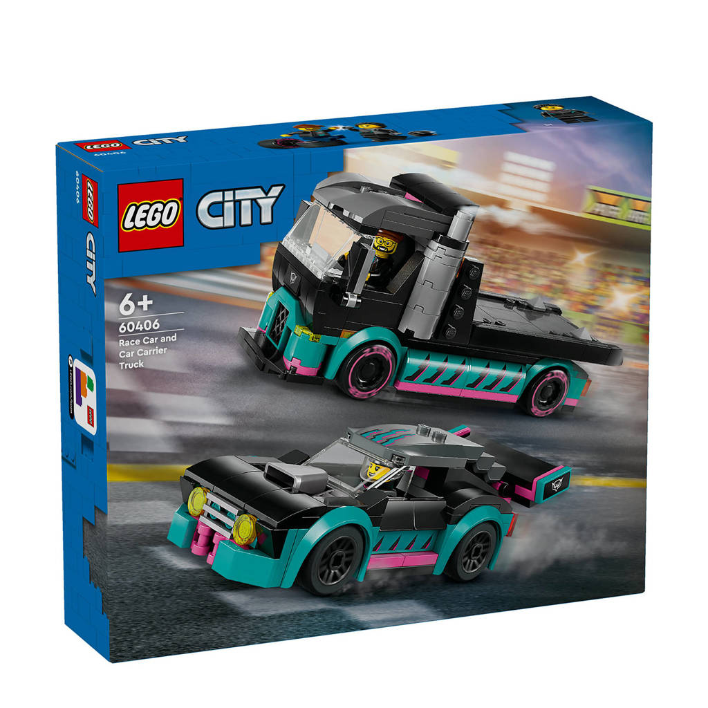 BESTE SET OOİT Ter Wereld !!!Raceauto en transporttruck Speelgoed Auto en Vrachtwagen voor Kinderen 60406