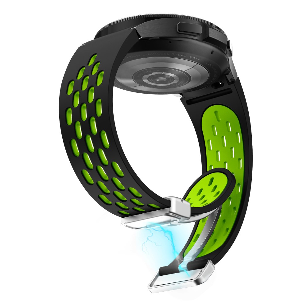 Samsung Galaxy Watch Active 2 (44mm) Ersatz Sport Dual Color Silikon Armband mit Magnetverschluss (Gelenkumfang: 180 - 240mm) - Schwarz / Neon-Grün