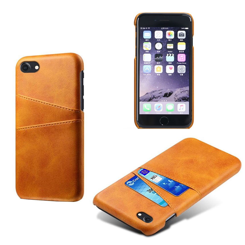 iPhone SE (2022/2020) / 8 / 7 Leder Hülle Snap Case   Kartenfach - Braun