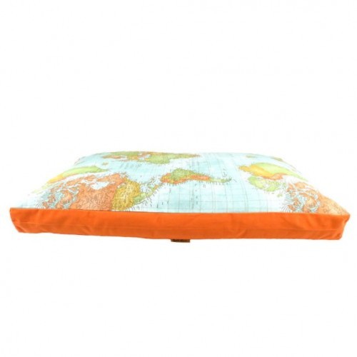 Cama hipoalergênica para cães com estampa de mapa-múndi