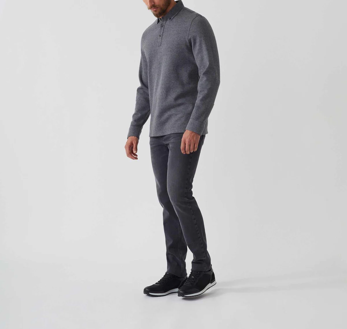 Polo manches longues gris 