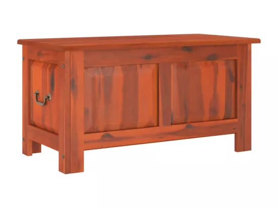 Coffre de rangement avec couvercle marron bois massif d'acacia