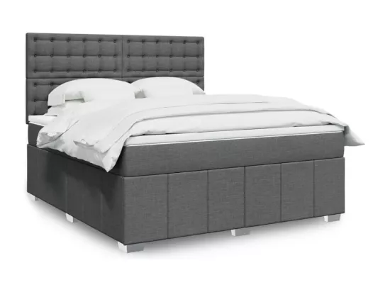 Sommier à lattes de lit avec matelas Gris foncé 180x200cm Tissu