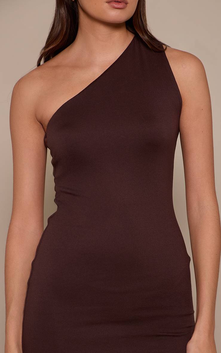 Chocolat Robe Moulante Asymétrique En Jersey Doux Toucher