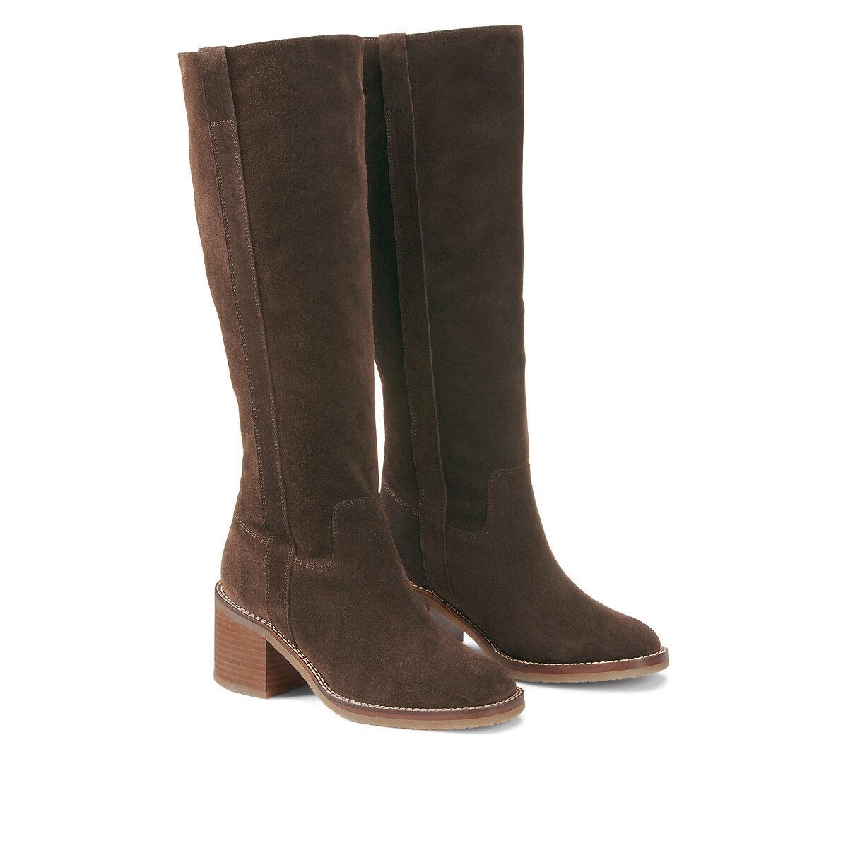 COLEÇÃO LA REDOUTE<br>Botas de salto largo, couro camurça