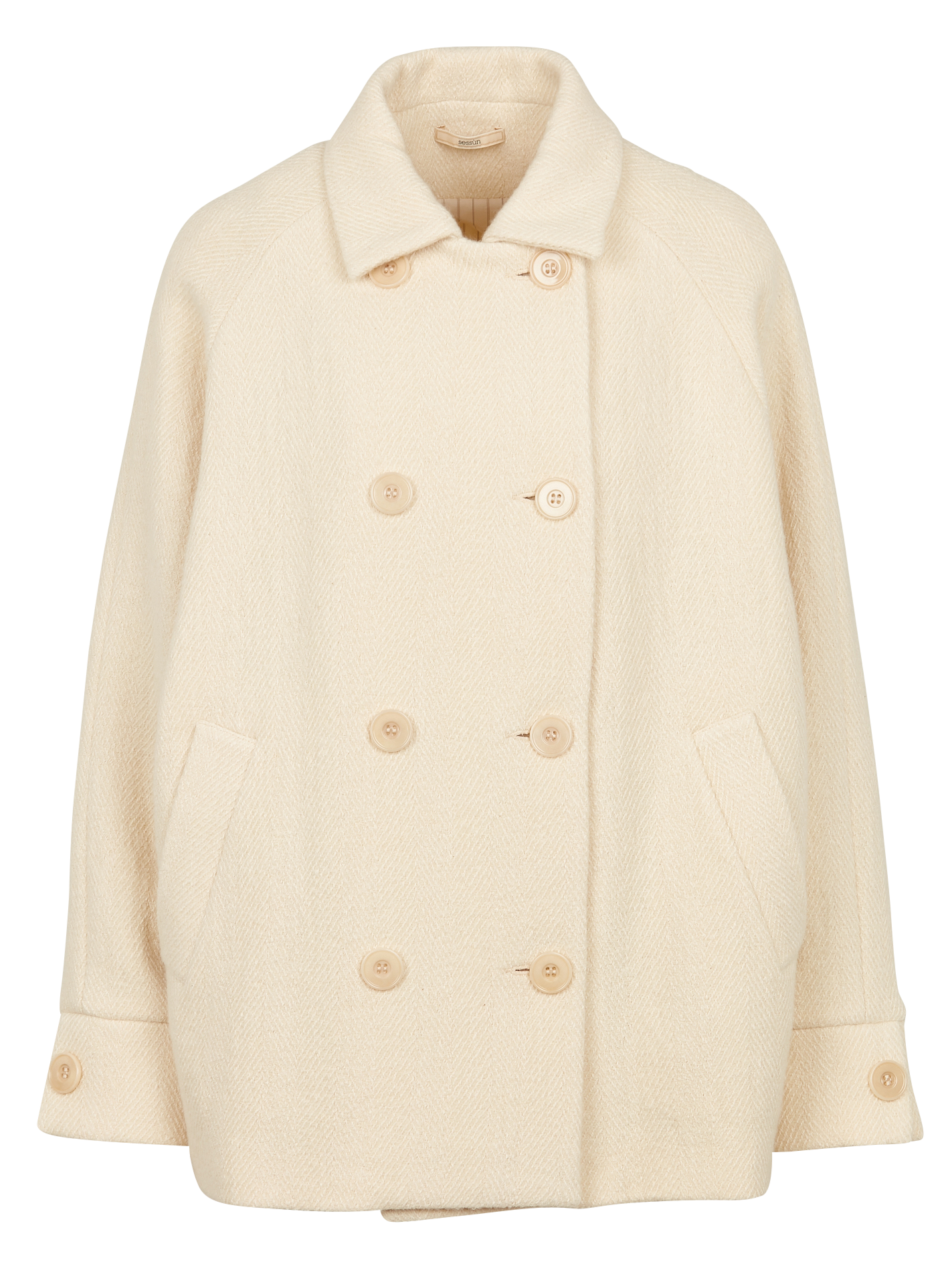 CHEF - Caban col classique en coton et laine| Beige