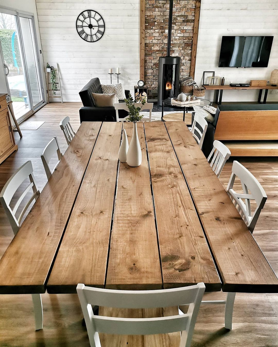 Set van 2 eetkamerstoelen HOUSTON Hout Wit