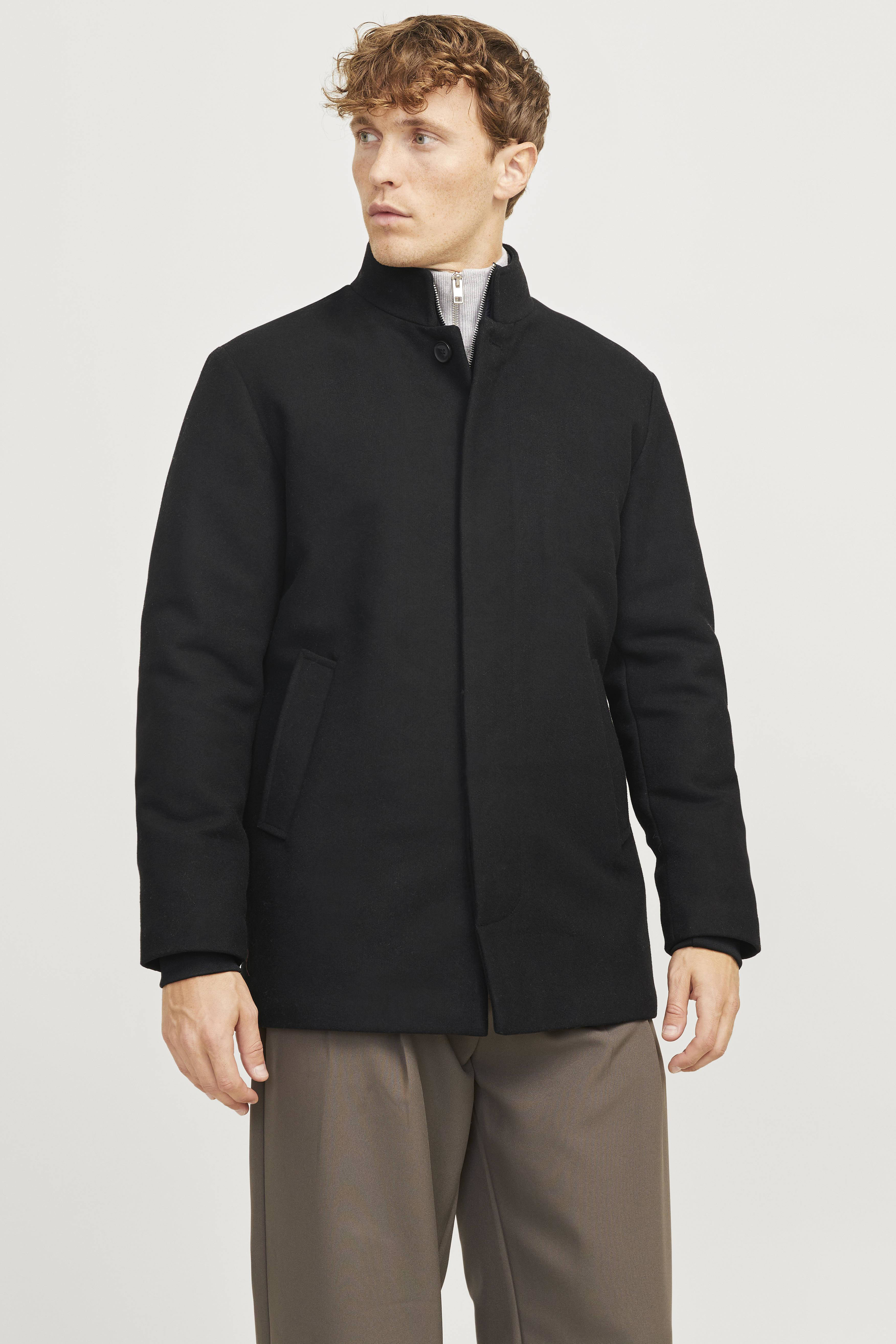 JACK & JONES jas JJEHARRISON met wol zwart