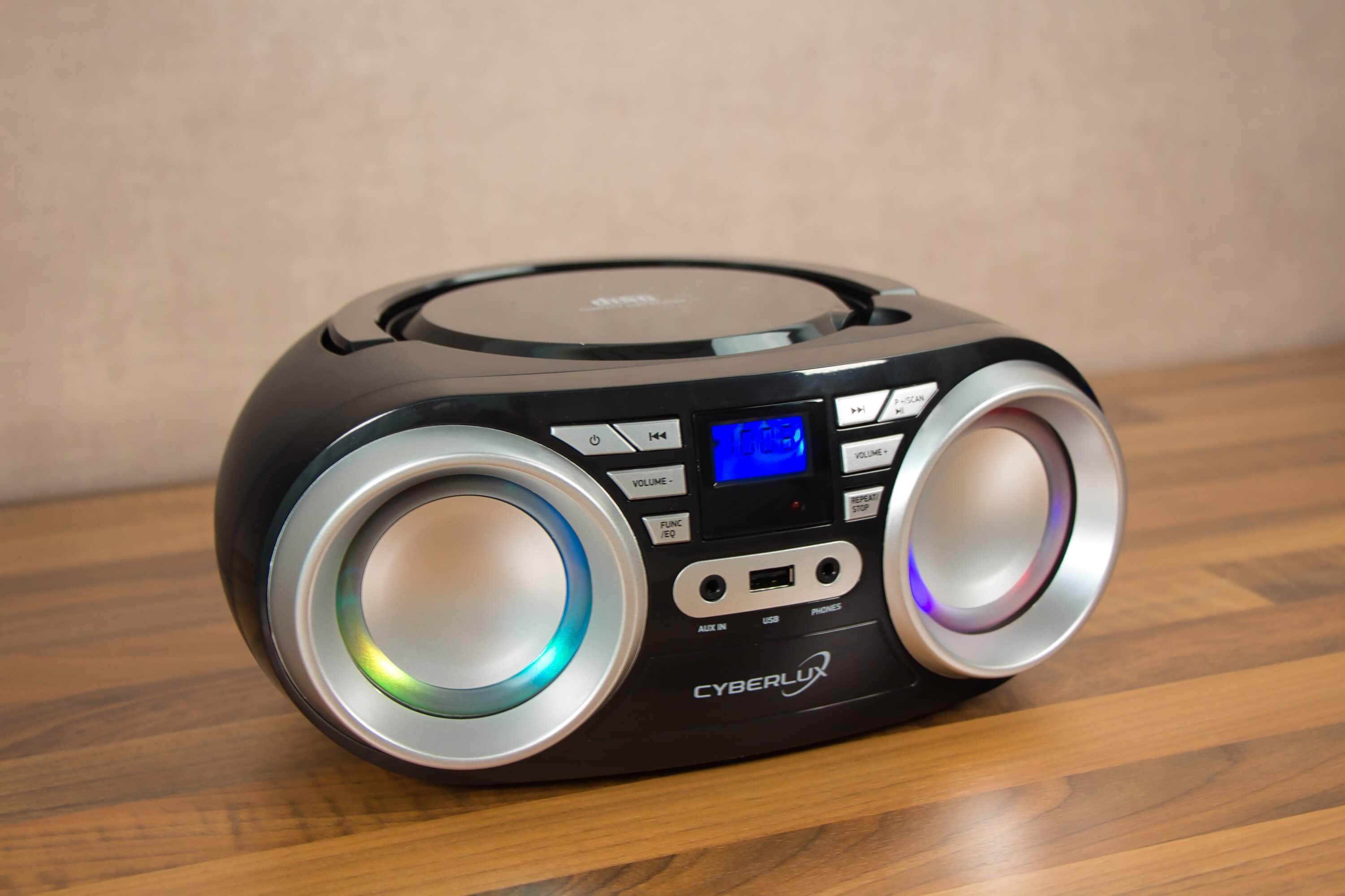Cyberlux CD-Player m. LED-Beleuchtung USB Kinder Radio Schwarz/Silber