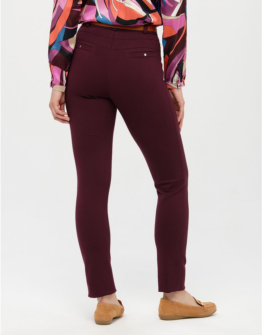 Pantalon slim rouge prune