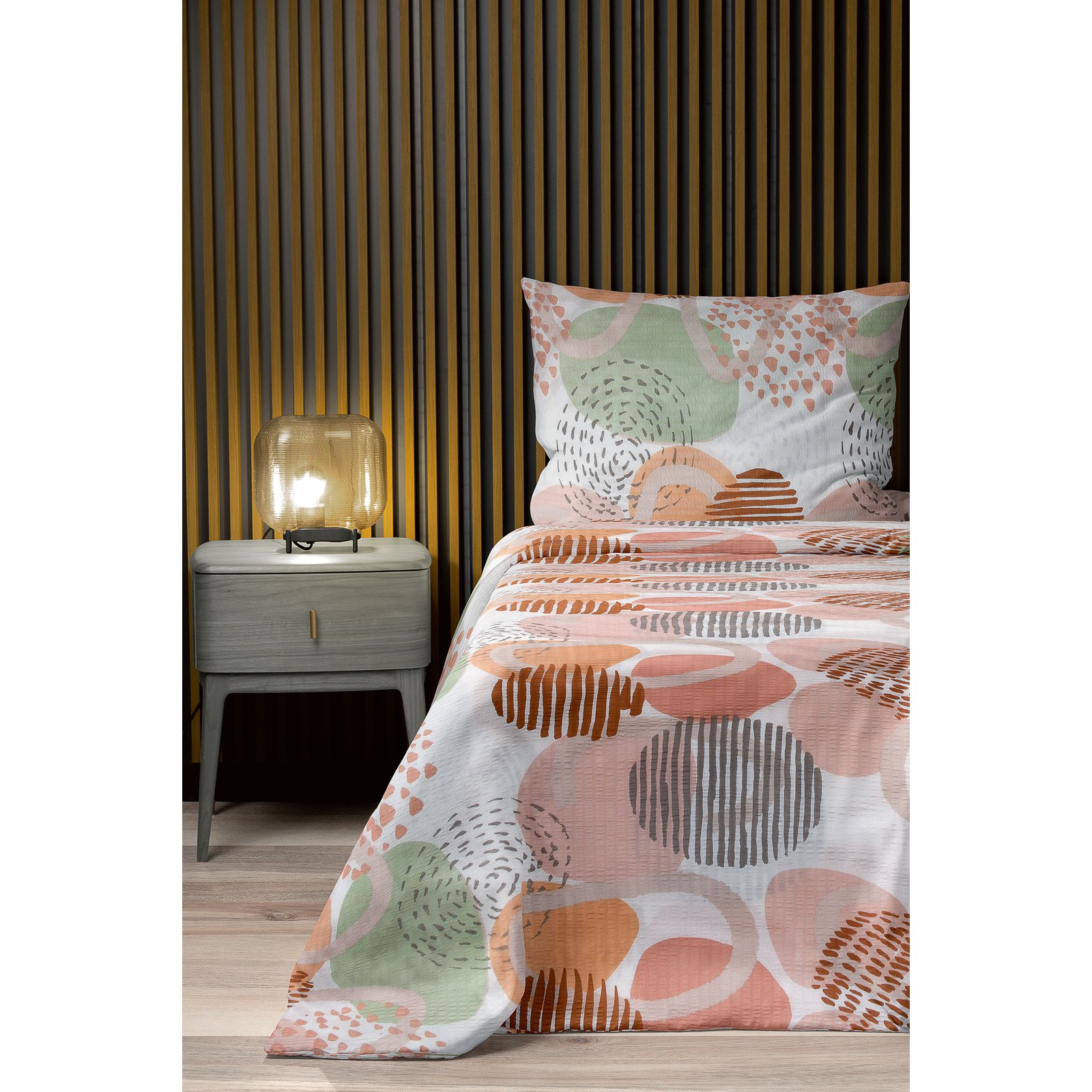 Bettwäsche Seersucker beige 200x210 2x65x65 Bettanzug Fra