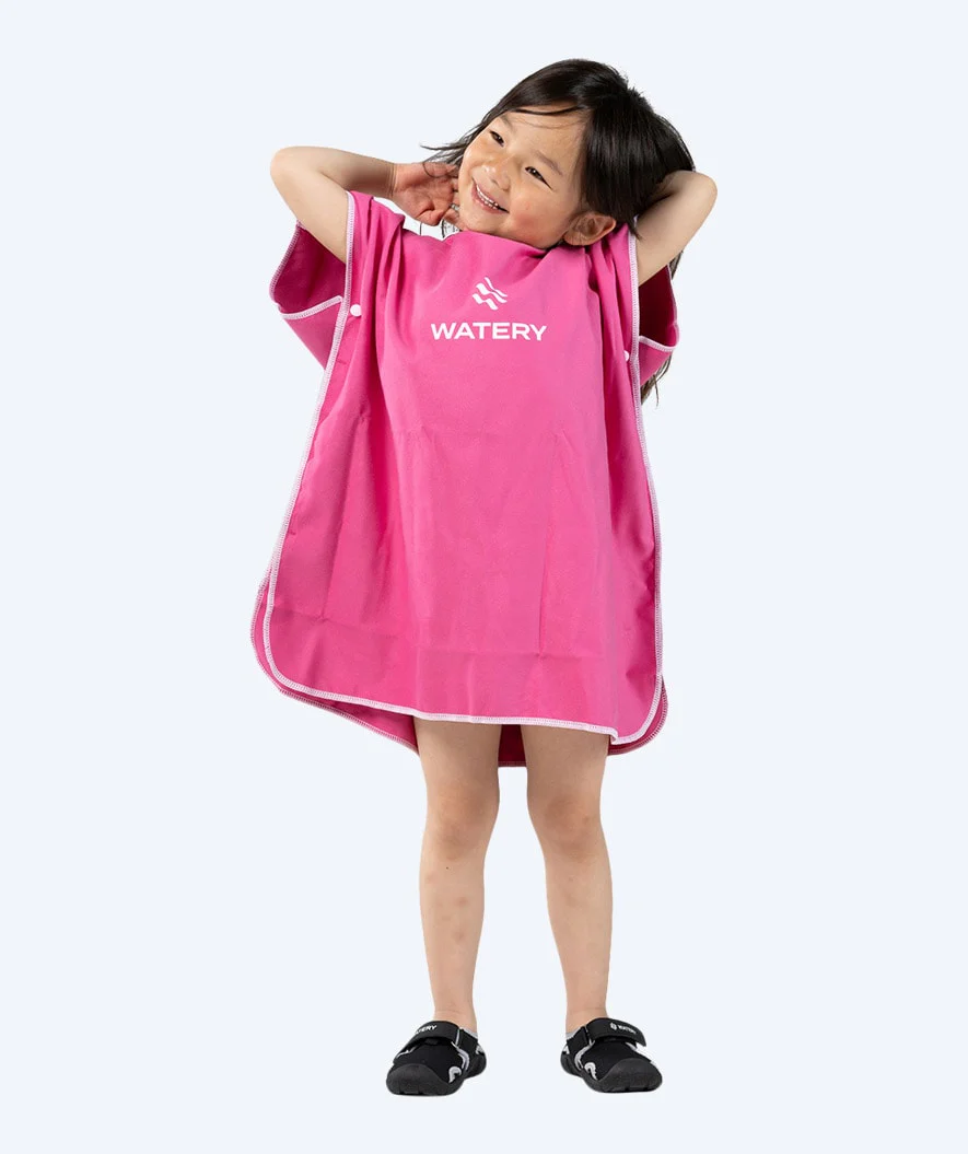 Watery badeponcho til børn - Microfiber - Pink
