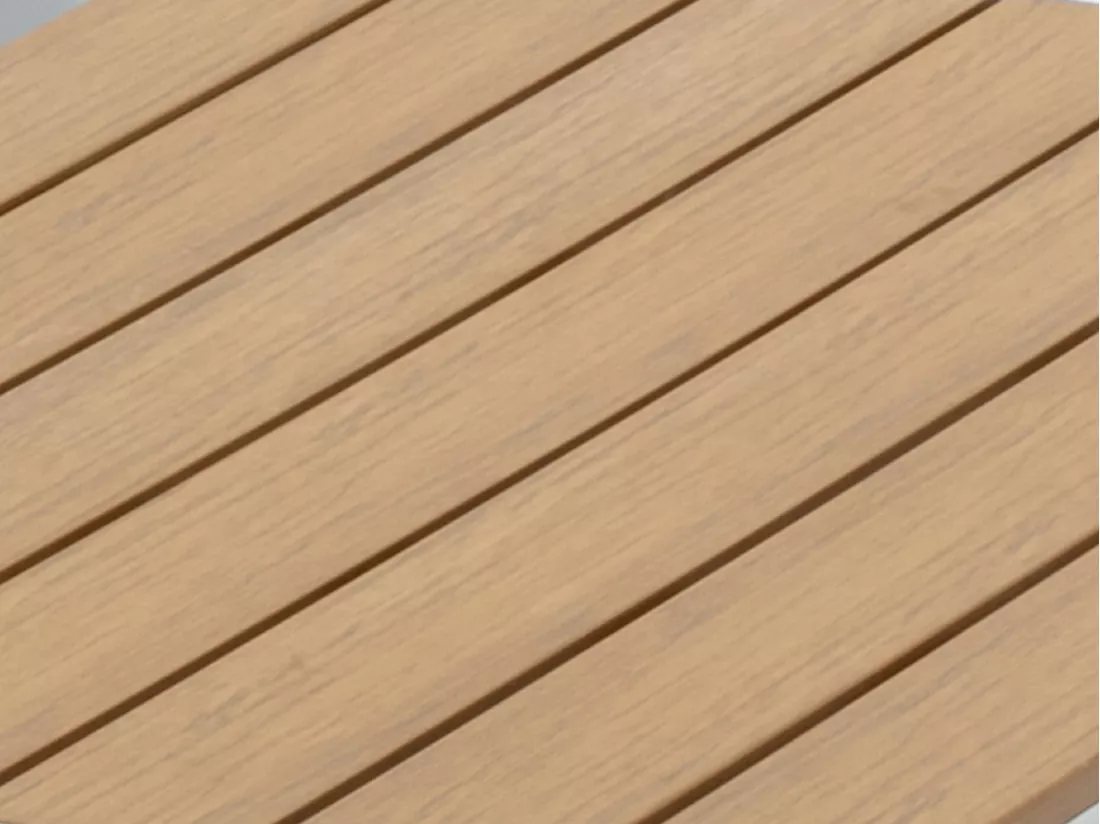 Salle à manger de jardin en aluminium et polywood : une table extensible L.170/230 cm et 8 fauteuils empilables - Naturel clair et gris - MACILA de MYLIA