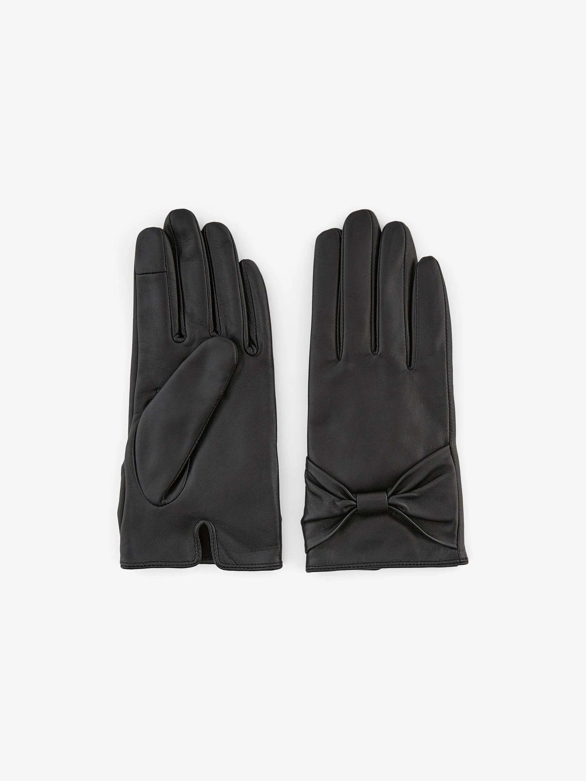 PIECES Handschuh Schwarz Leder  Damen