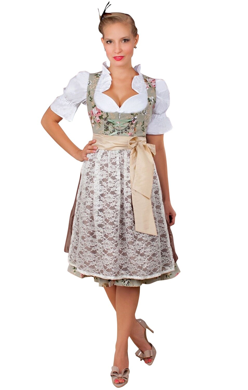 Midi Dirndl 2-teilig Blumen exclusive