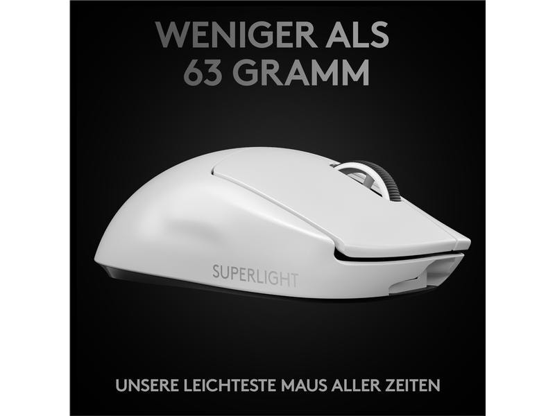 Logitech Gaming-Maus Pro X Superlight Weiss Extrem leichte Gaming-Maus mit leistungsvoller Performance