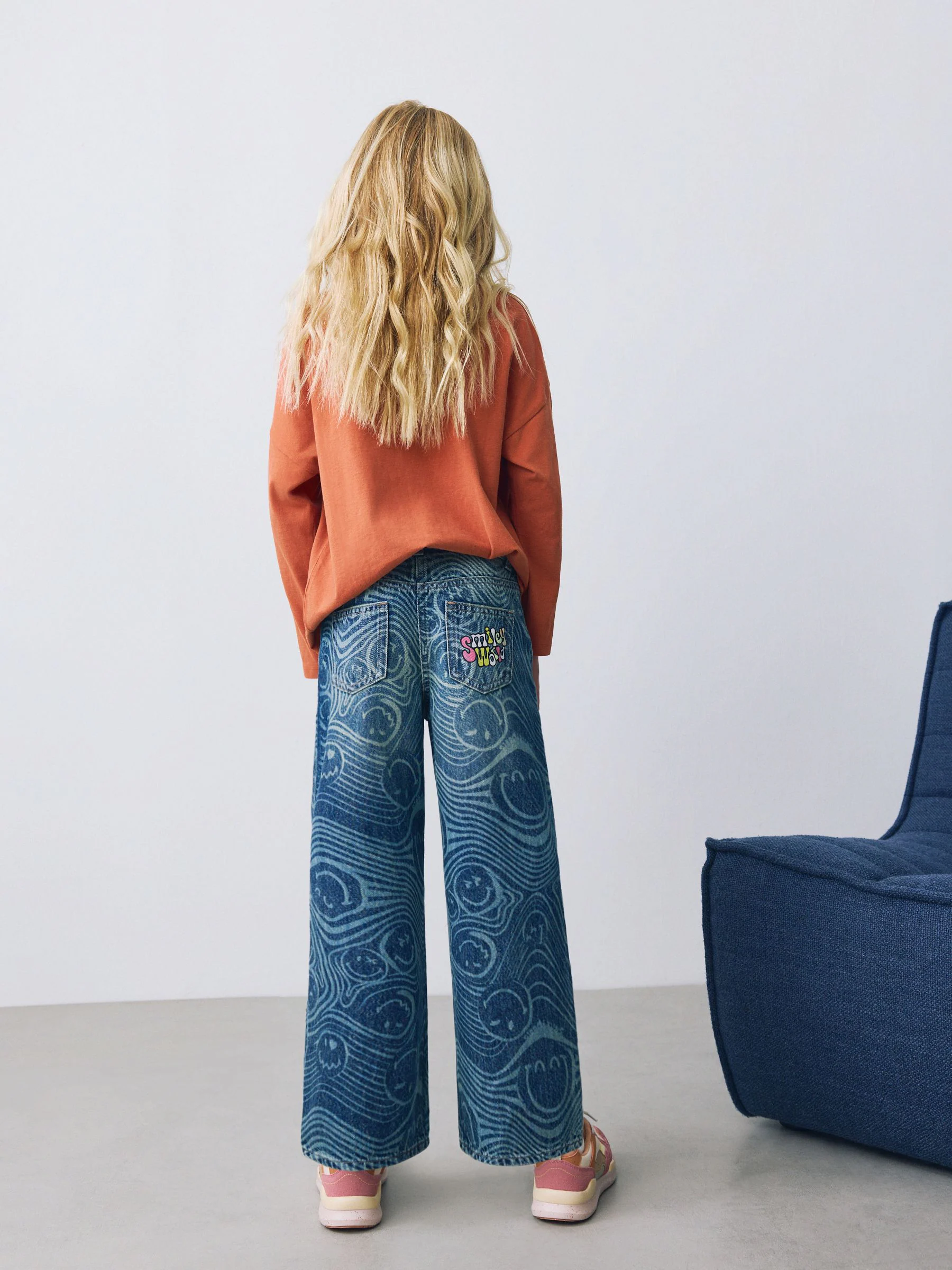 Normaal blauw - SmileyWorld® jeans met wijde pijpen (3-16jr)