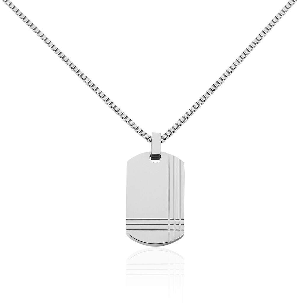 Collier Quadrillage Acier Blanc