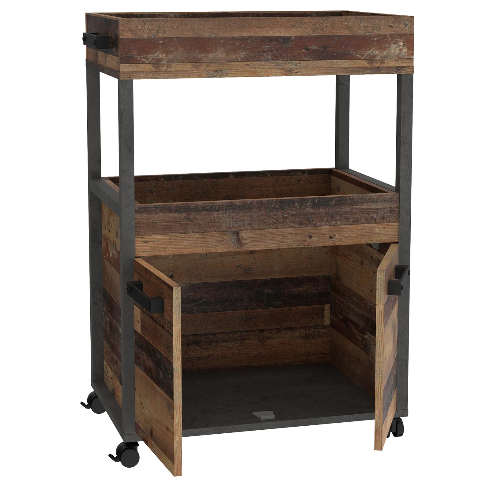 Hausbar - Old Wood Vintage - Betonoptik - auf Rollen
