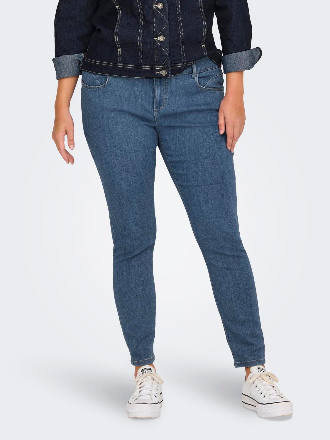 CARANNA Mittlere Taille Skinny Fit Jeans Medium Blue Denim