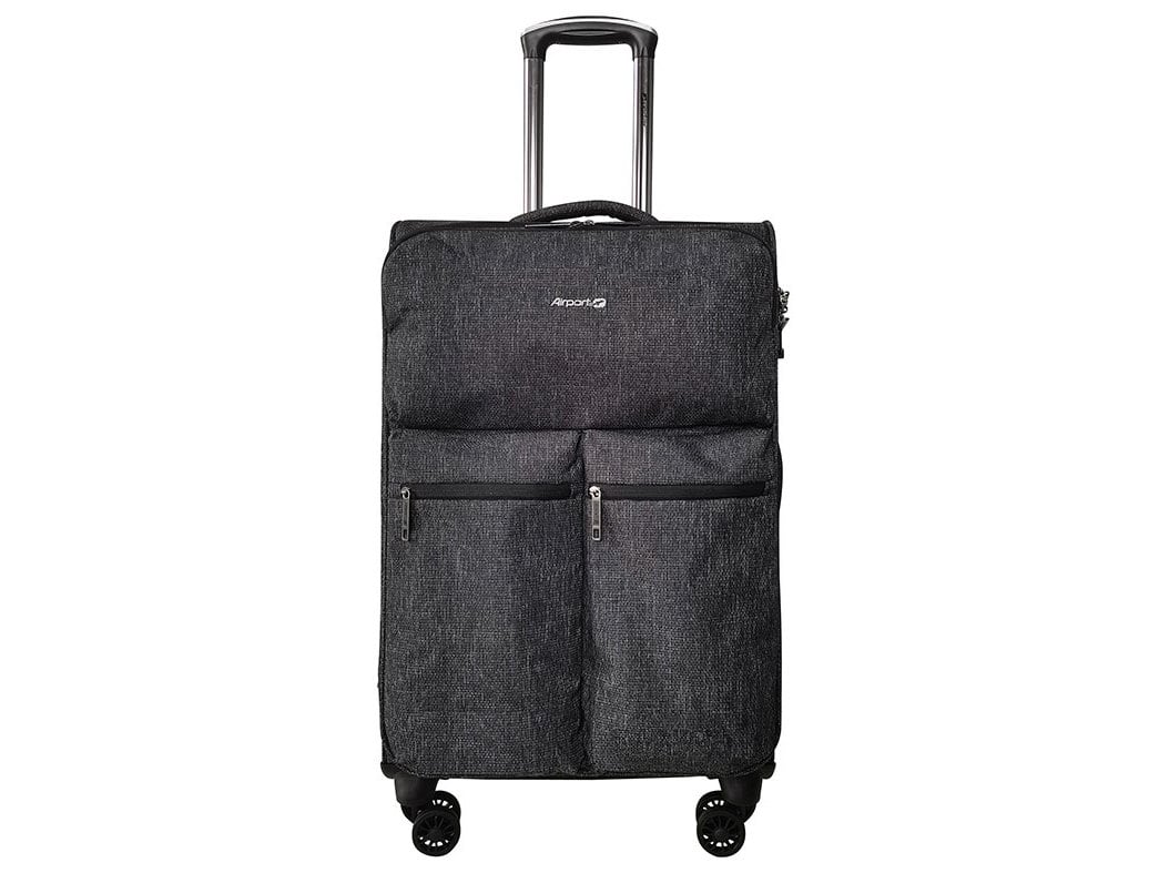 MALA DE VIAGEM MÉDIA FLEXIVEL AIRPORT PRETO 8 RODAS 66X40X25CM
