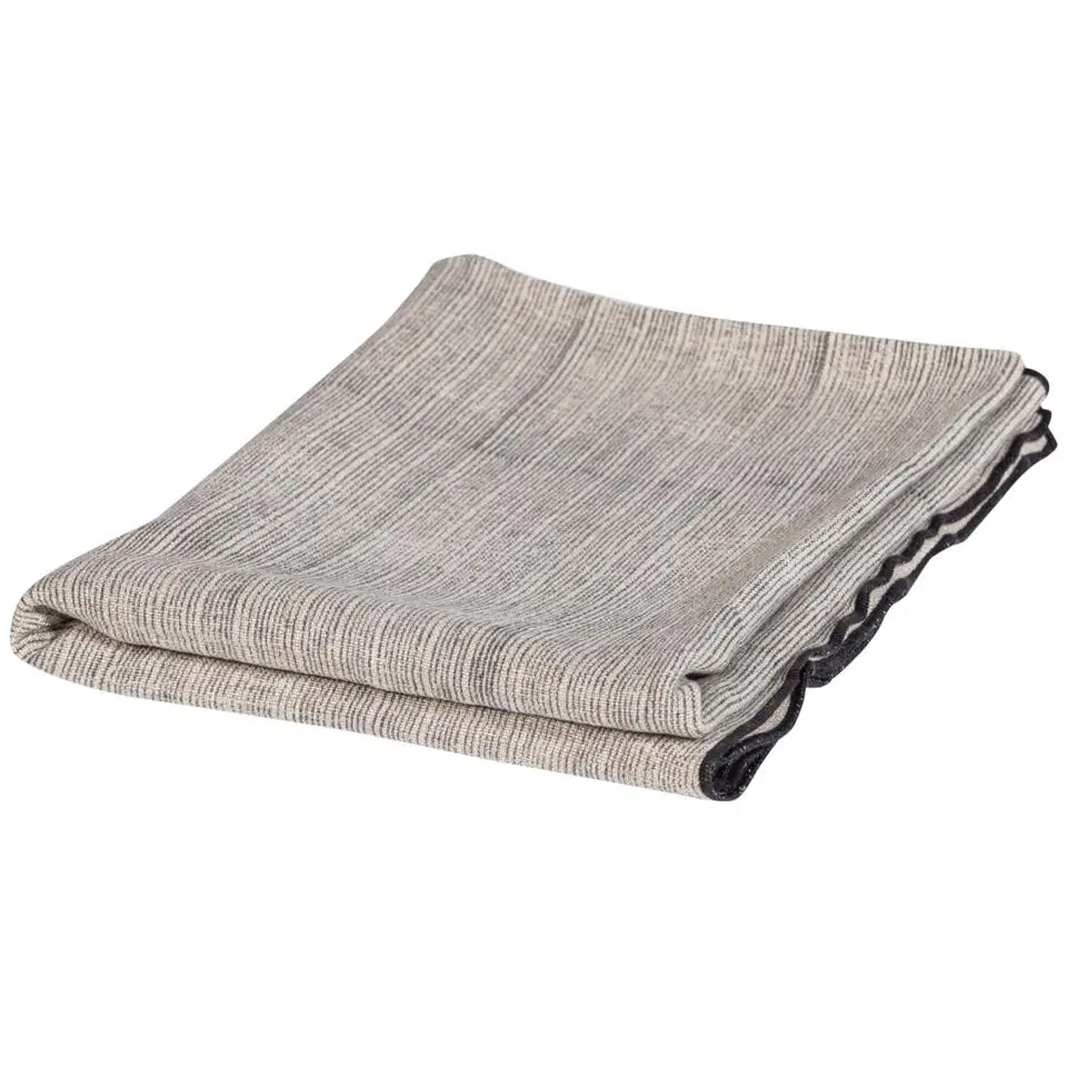 WOOOD Unique Plaid - Viscose/Linnen - Zwart/Off White - 53x49x48