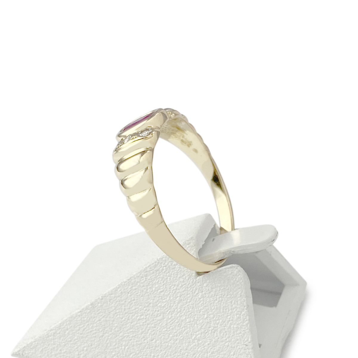 Bague d'occasion or 750 2 tons diamants saphir