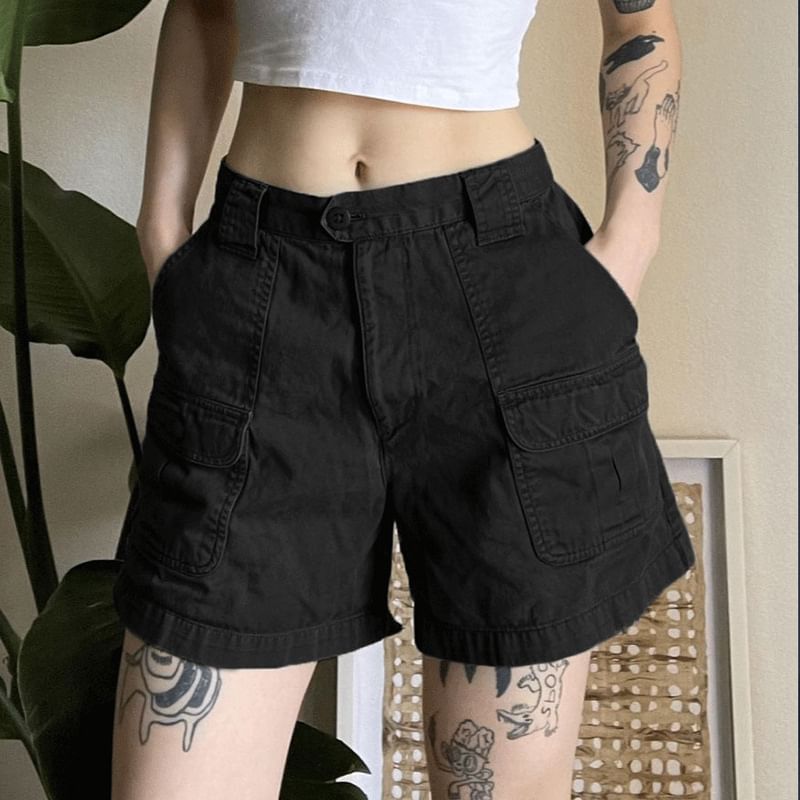 Puffie - Cargoshorts met hoge taille en wijde pijpen