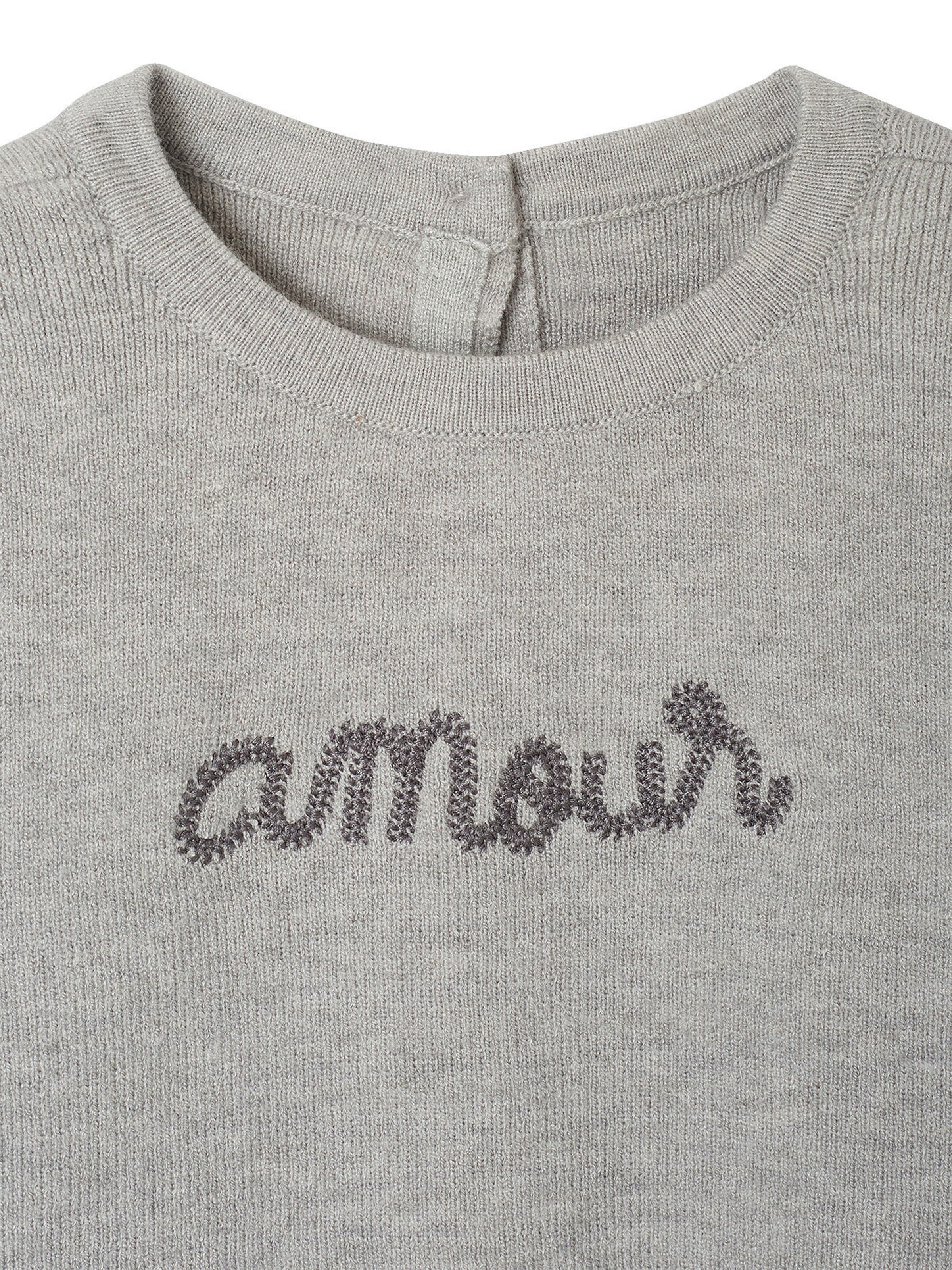 Vertbaudet Flauschiger Baby Pullover AMOUR grau meliert
