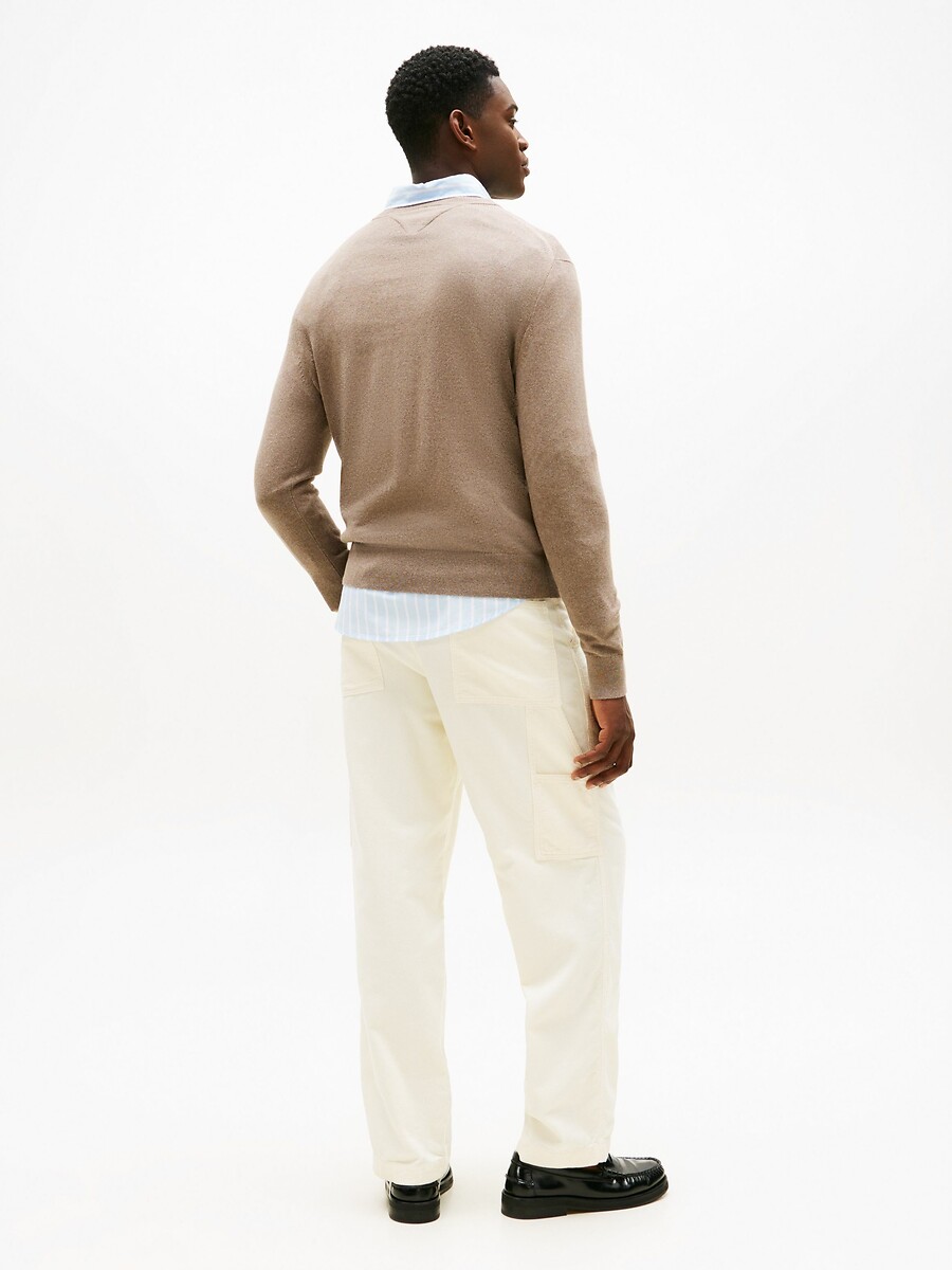 TOMMY HILFIGER<br>Suéter de gola redonda em algodão pima e cashmere