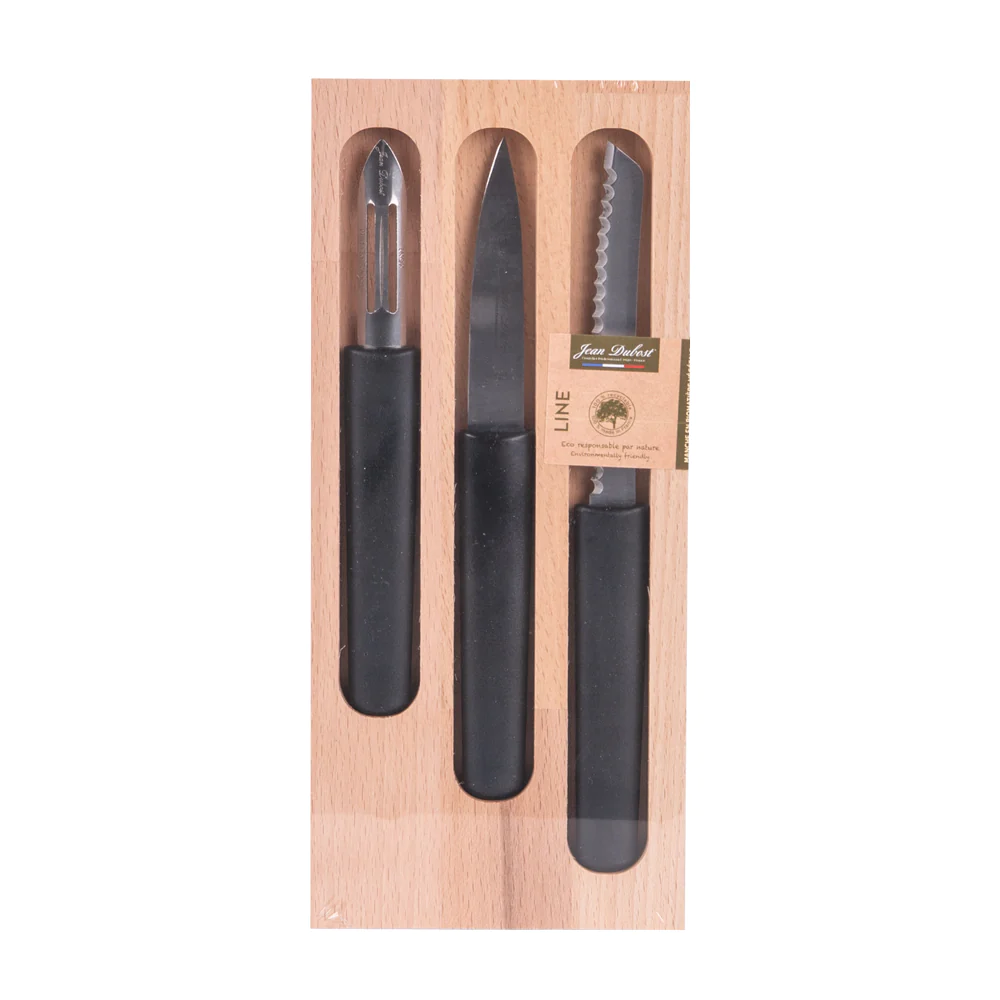 Set de 3 pièces en inox Eco-responsable office, éplucheur, tomate noir