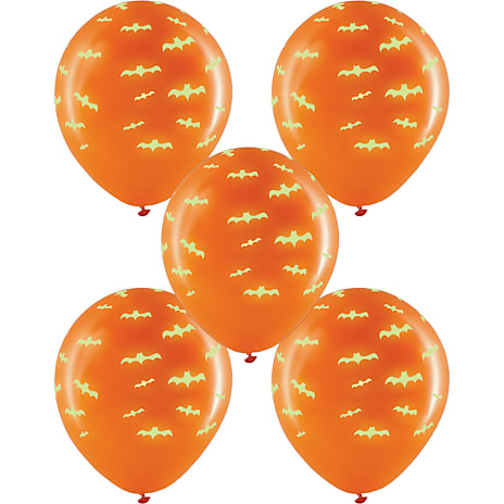 Halloween glowballoner 30 cm 5-pak - flere varianter - assorteret