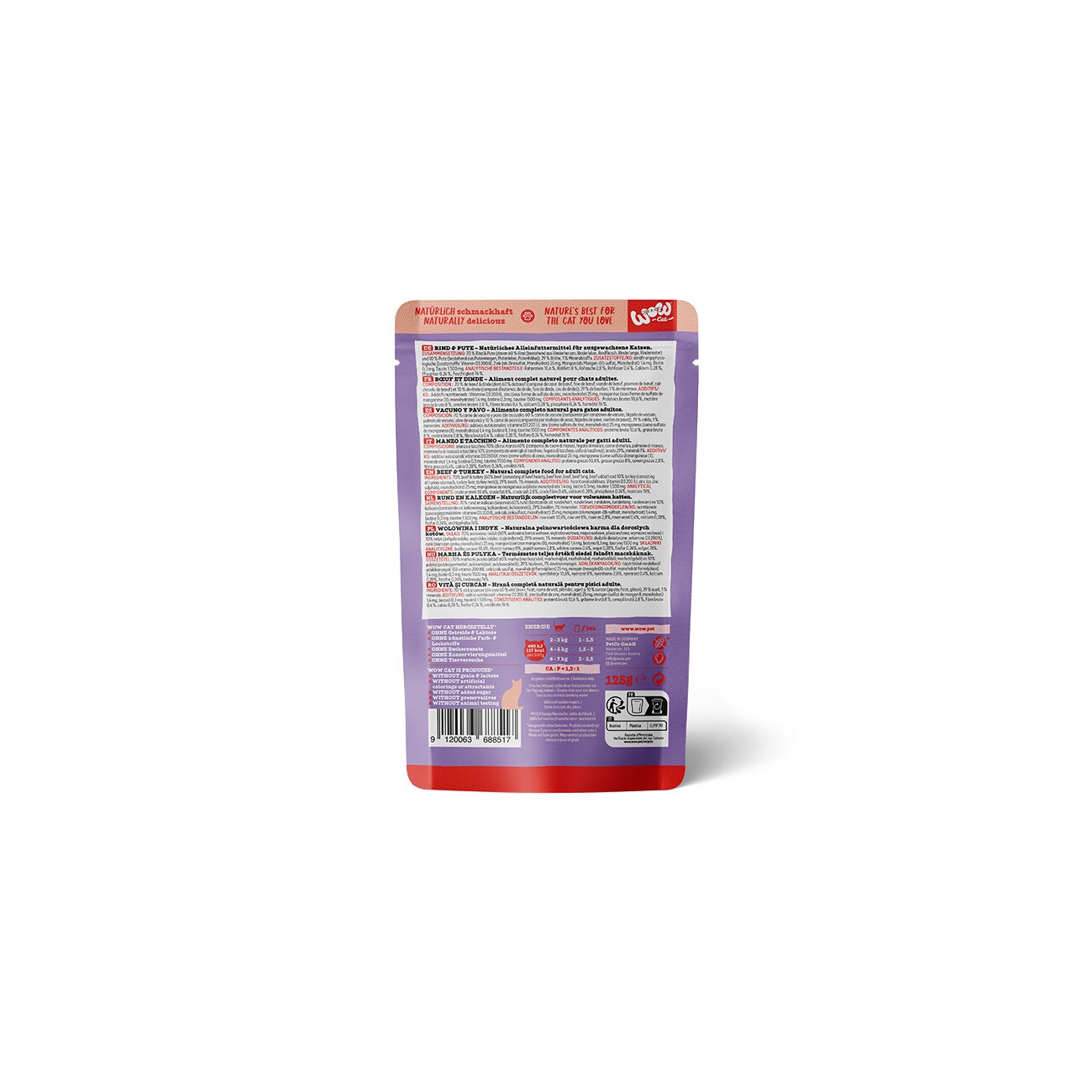 WOW Cat Adult 12x125 g Rind und Pute