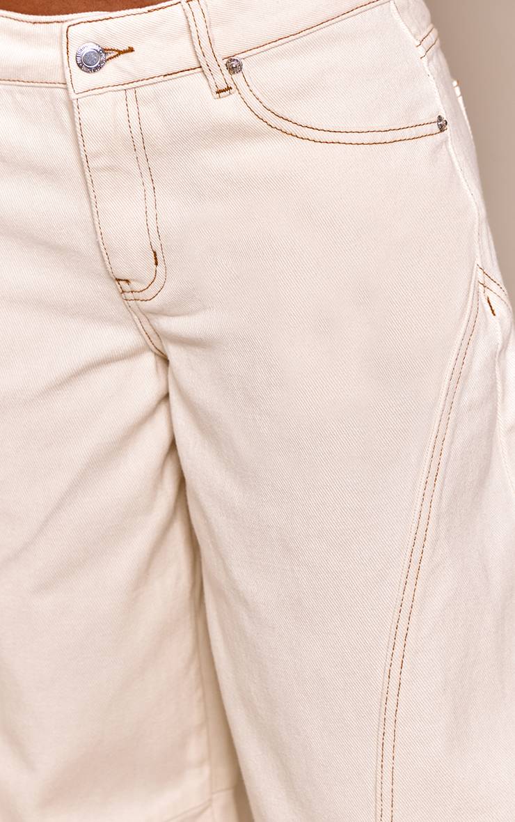 Ecru Jean Barrel Petite Avec Détails De Coutures