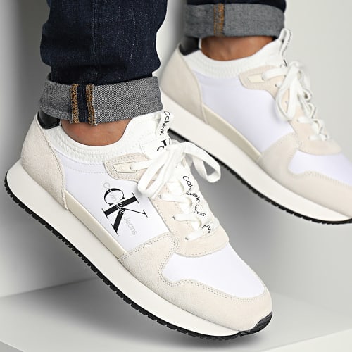 Baskets Runner Sock Laceup Ny-Lth 0553 Bright White Creamy White Black