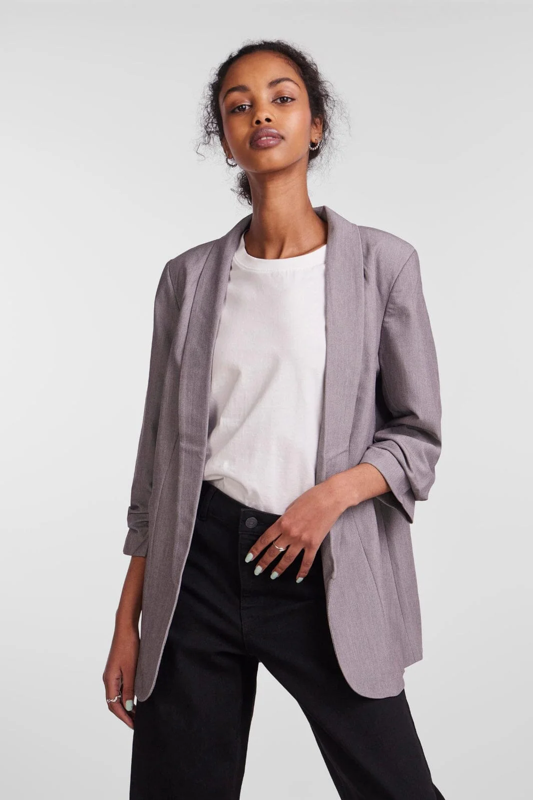 Pieces Pcbosella 3/4 Blazer 3423753 light grey melange