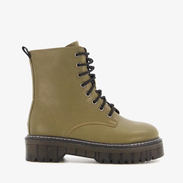 Blue Box dames veterboots taupe groen