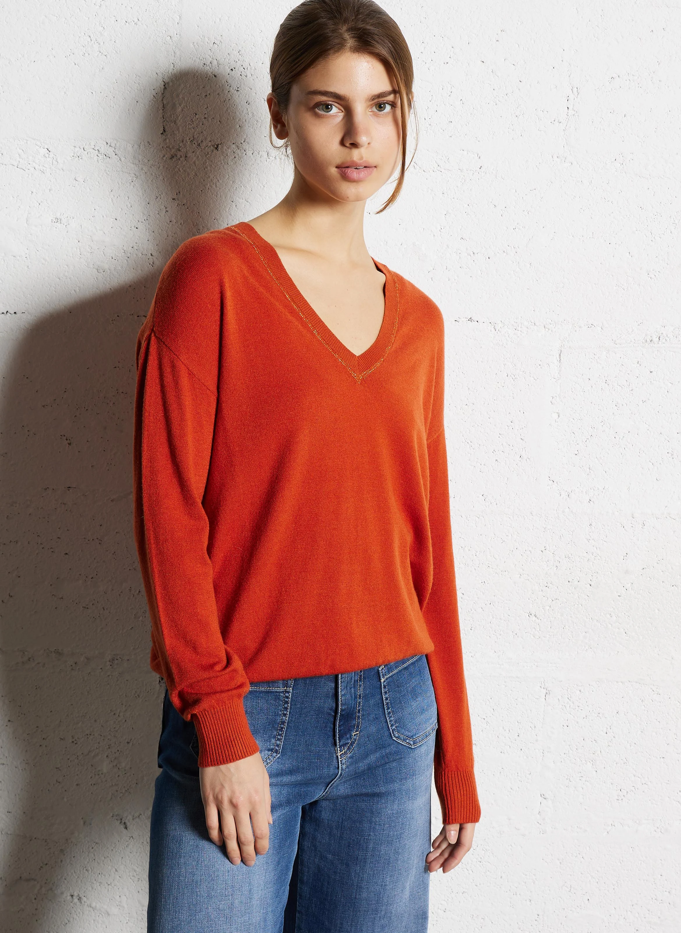 MARSENANO - Pull ample col v | Orange
