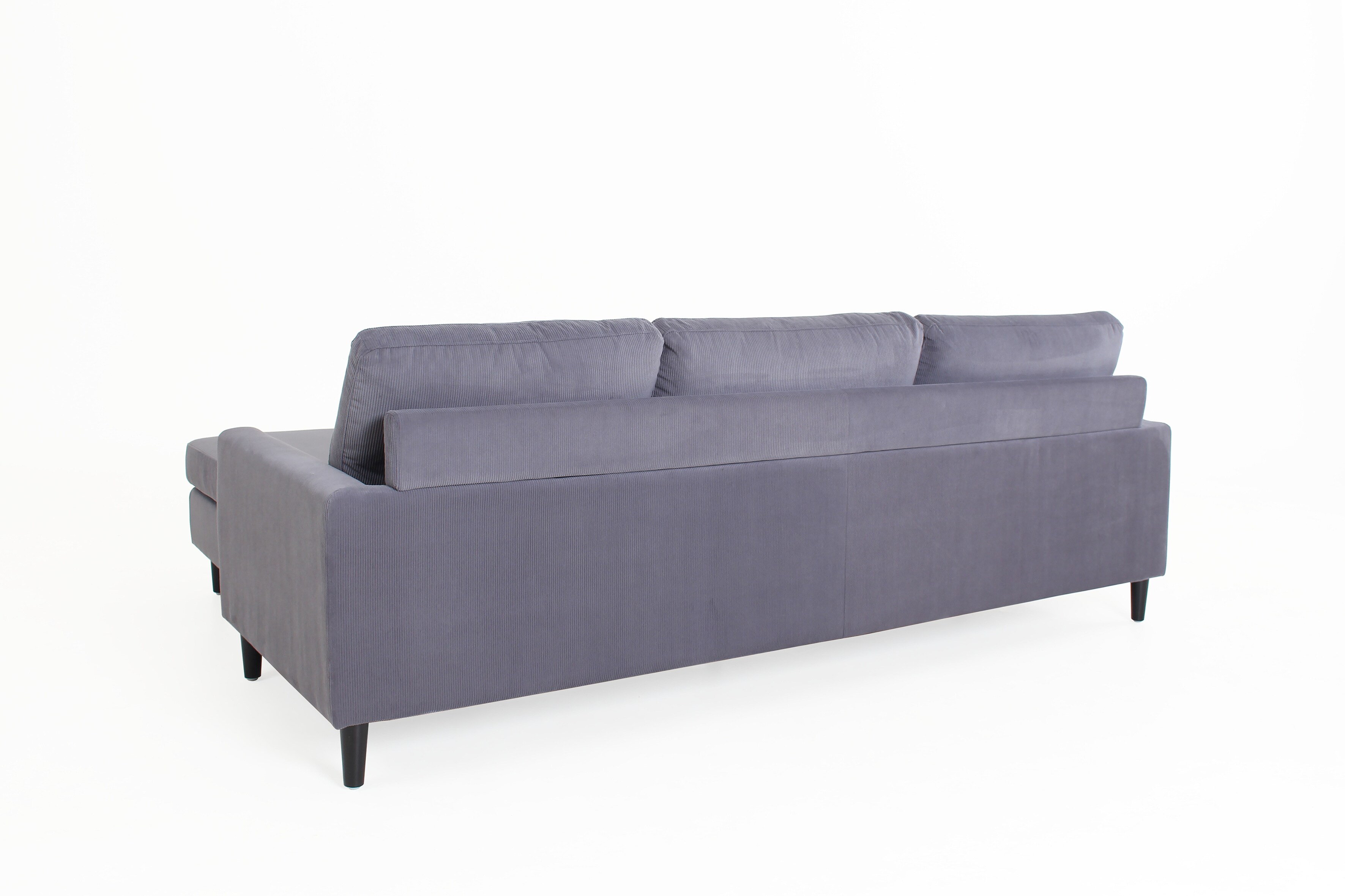 byLIVING Ecksofa ATLANTA, Cordbezug grau, Gestell Rubberwood schwarz, Longchair