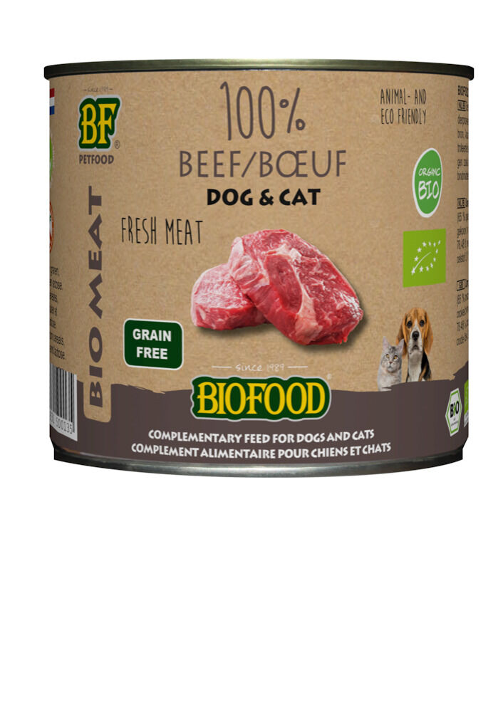 Biofood Organic 100% Rund - Hondenvoer - Kattenvoer - 200 Gram - rund