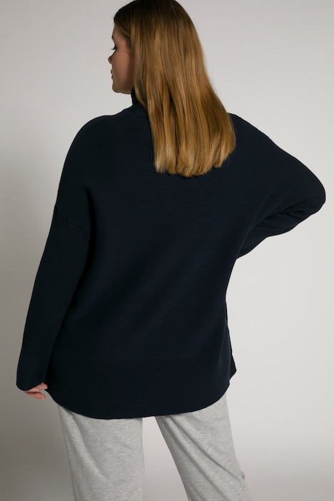 Bellieva-Pullover, Stehkragen, Druckknöpfe, Langarm, GOTS