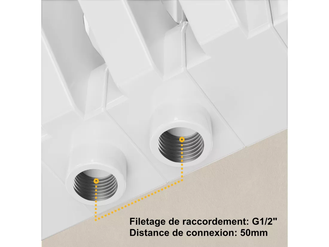 EMKE Radiateur eau chaude horizontal en acier H.60 × L.84 cm 1383 W Le design Chauffage central blanc