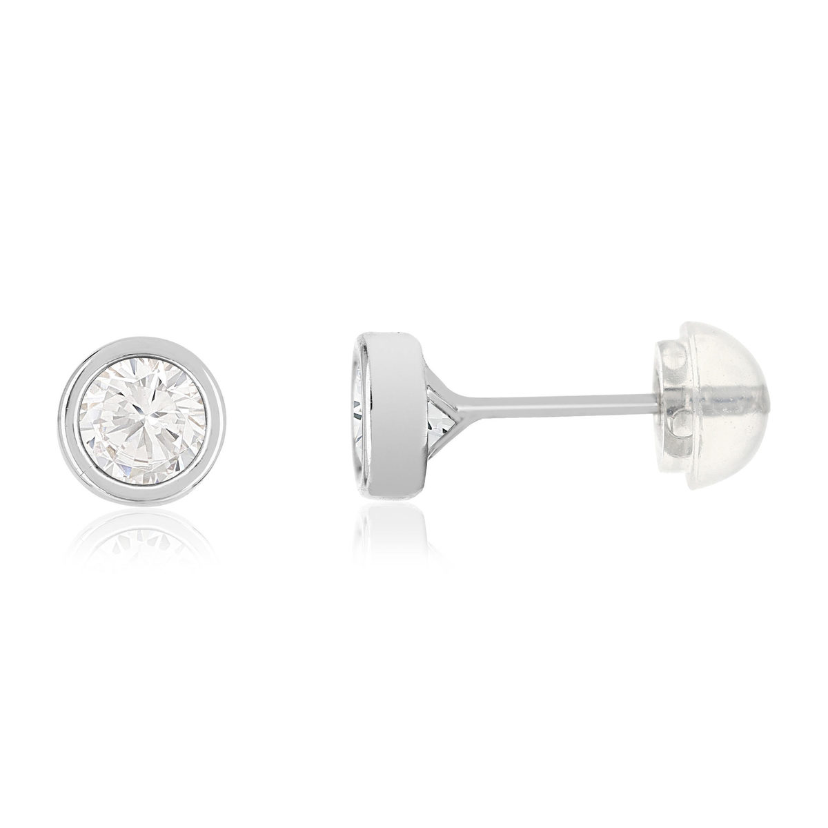 Boucles d'oreilles or 375 blanc zirconias blancs