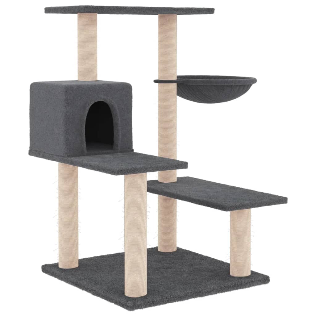 Arranhador para gatos vidaXL com hastes de sisal cinza escuro, 82,5 cm