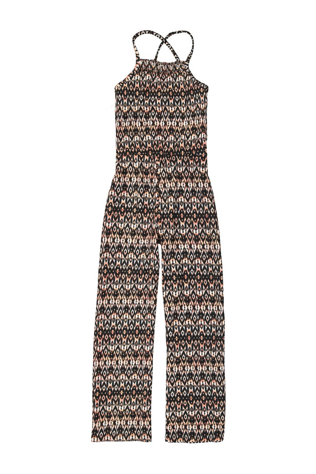 Garcia jumpsuit van polyester zwart/ecru/oranje