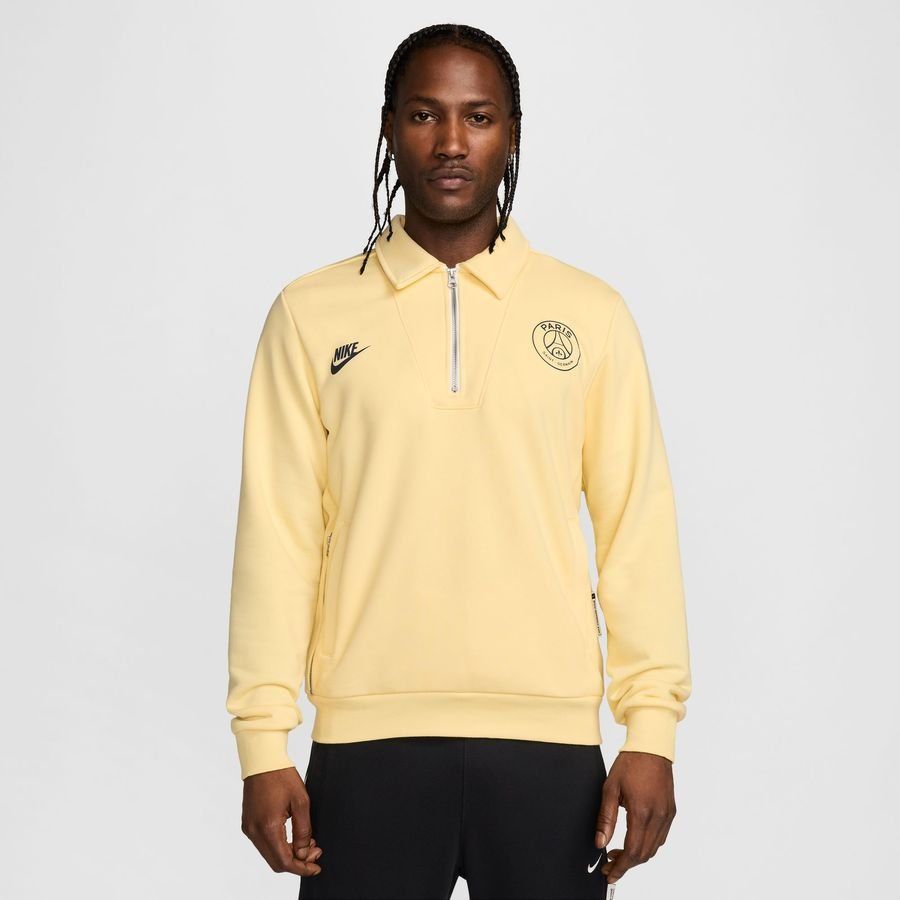 Paris Saint-Germain Maillot Dri-FIT Standard Issue Sport Essential GX Fermeture Éclair 1/4 - Jaune/Bleu Marine