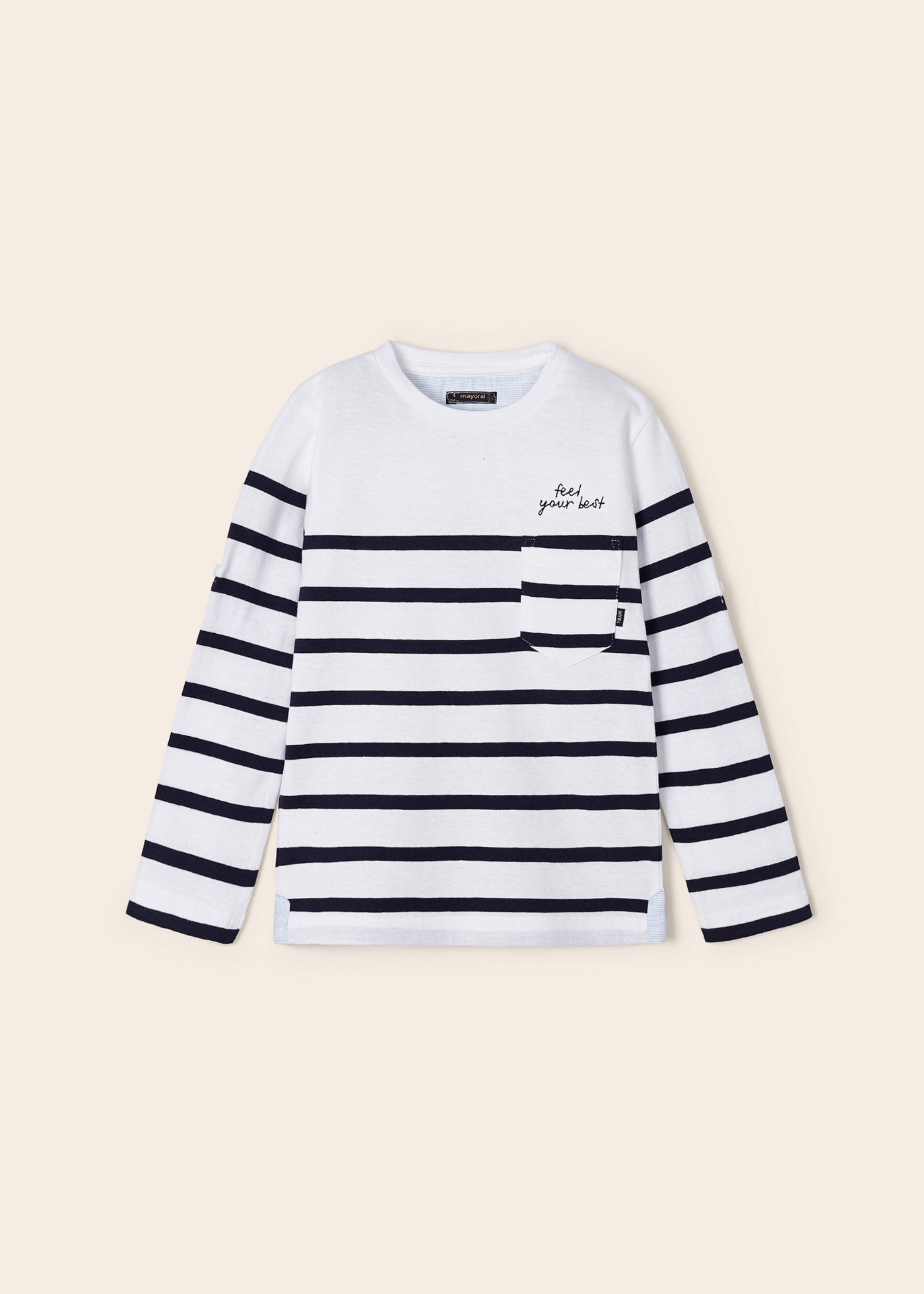 Camiseta de manga comprida estampada em algodão para meninos