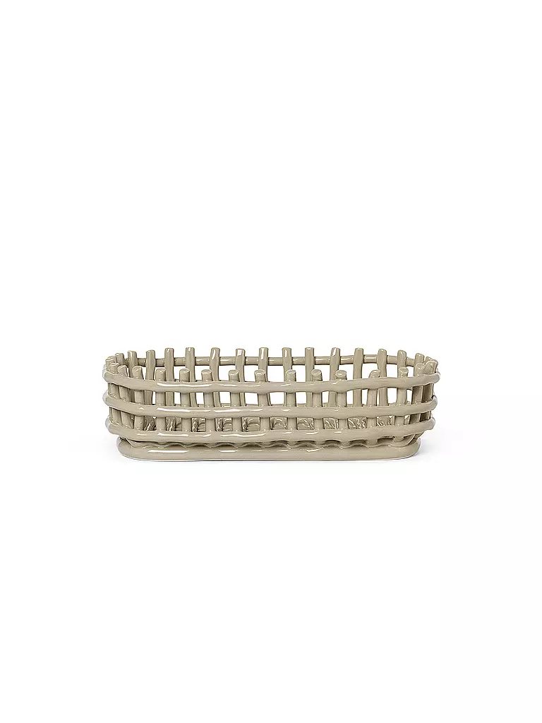 FERM LIVING Keramik Korb Oval Cashmere beige