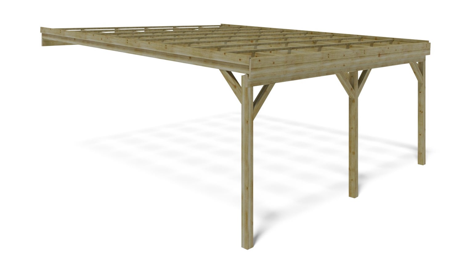 Carport garagedak 5,80x5,06 m - 29 m2 - gemonteerd op de huismuur